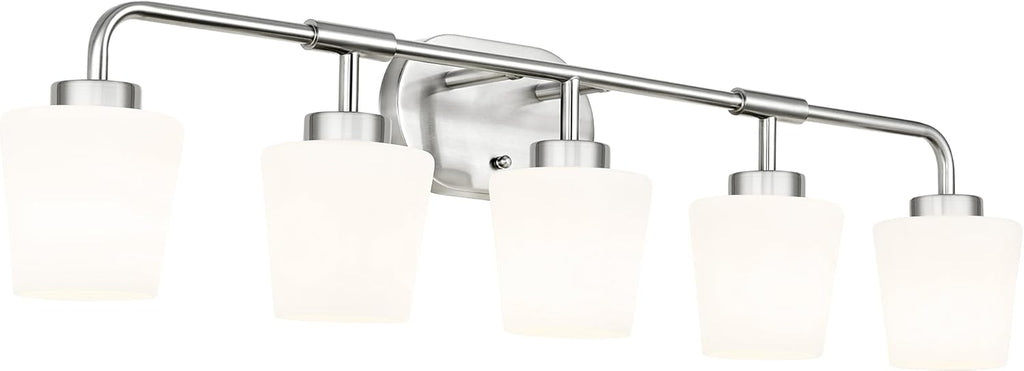 Brushed Gold Bathroom Vanity Light, Farmhouse Brass Sconces Wall Lighting with Milk White Glass, 3-Light Bathroom Light Fixture Over Mirror, AD-22004-3W-GD