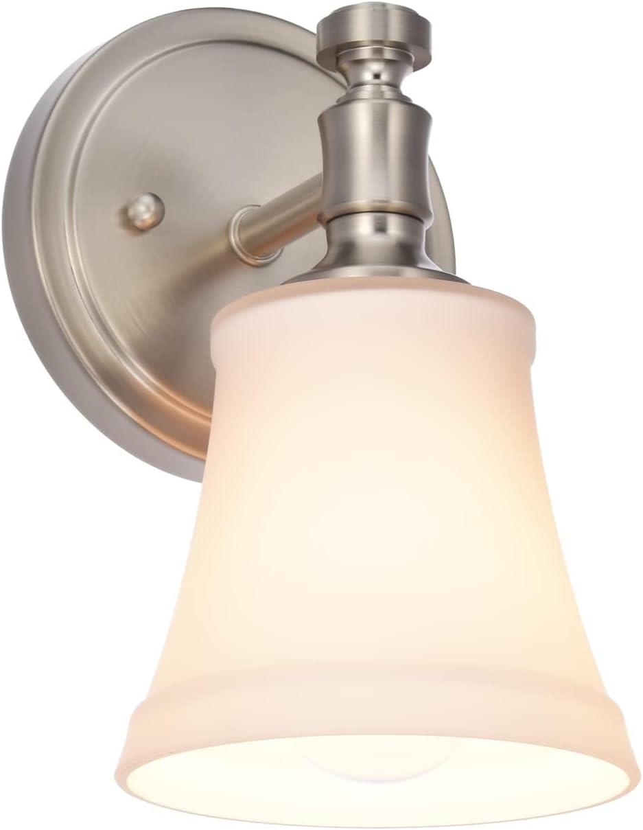 Bathroom Vanity Light Fixtures, Traditional Aged Brass 3 Lights Wall Sconce Lighting with Opal Glass Shade, Porch Wall Mount Light Fixture for Bathroom, Mirror Cabinets Hallway Stairs