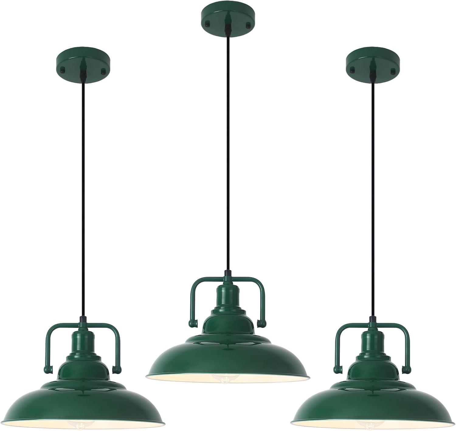 Black Pendant Light 12.5 inches 3 Packs, Farmhouse Pendant Light, Industrial Pendant Lighting, Kitchen Pendant Lights, Pendant Lights Kitchen Island for Dinning Room Entryway Barn