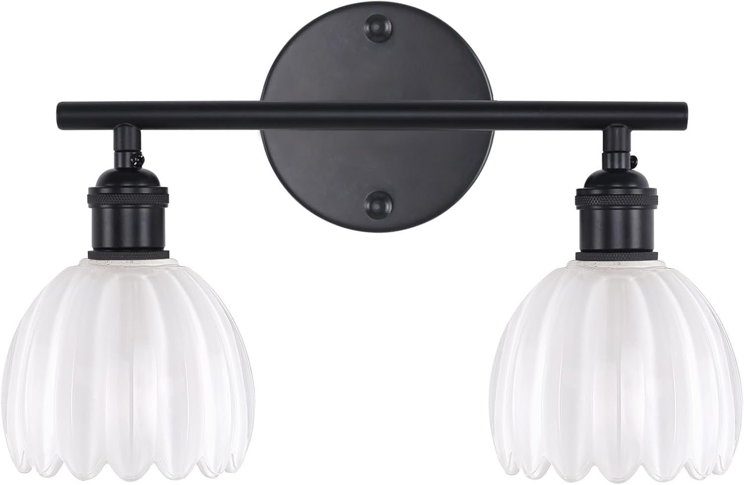 Bathroom Light Fixtures, 3-Light Brass Vanity Wall Light Over Mirror with White Tulip Glass Shade for Bedroom Living Room (Bulb Not Included)