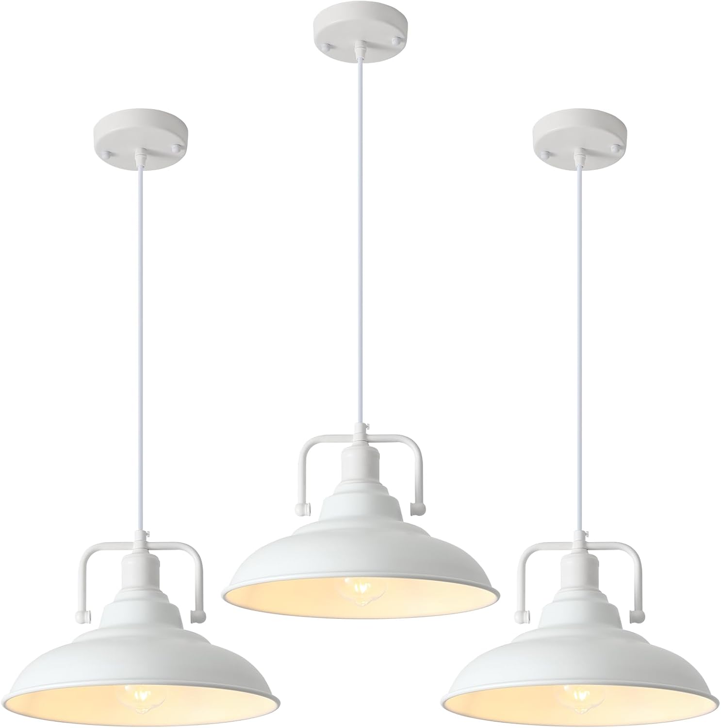 Black Pendant Light 12.5 inches 3 Packs, Farmhouse Pendant Light, Industrial Pendant Lighting, Kitchen Pendant Lights, Pendant Lights Kitchen Island for Dinning Room Entryway Barn