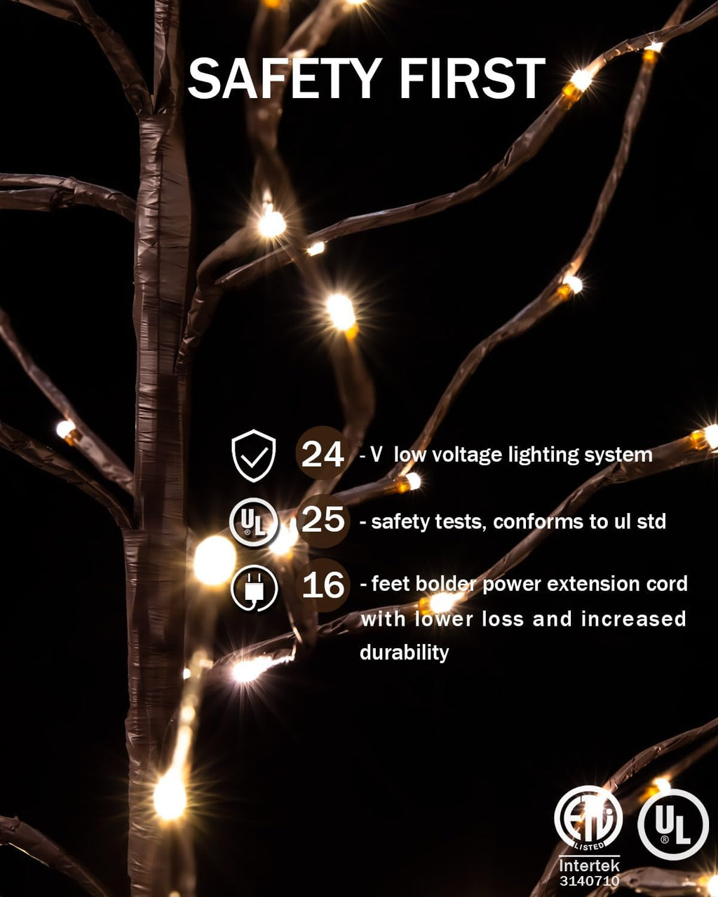 Star Light Tree Set 4ft, 5ft and 6ft with 128/216/256 Warm White LEDs for Holiday Decor - Dimmable, UL Certified, Waterproof - Ideal for Indoor and Outdoor Decoration