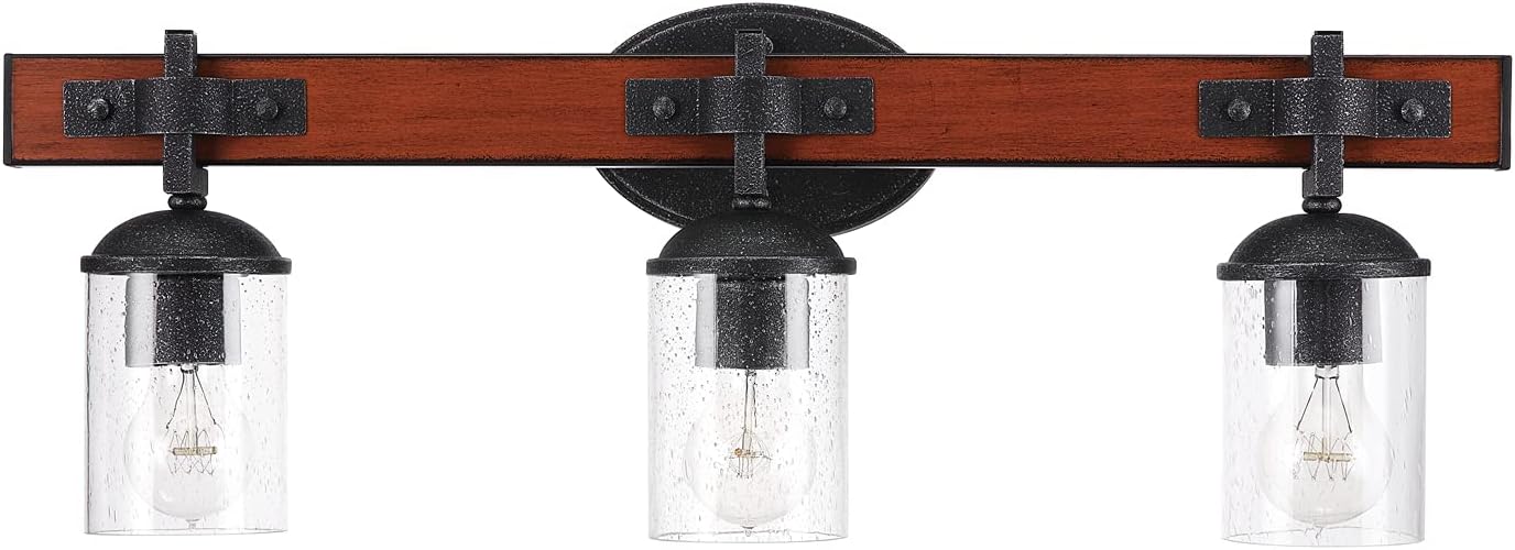 GLOBE Electric 63000103 26" 3-Light Vanity Fixture, Brass Finish, Clear Glass Shades, Beauty Room Accessories, Bathroom Lighting Over Mirror, Makeup Lights, Wall Light, Home Essentials, House Décor