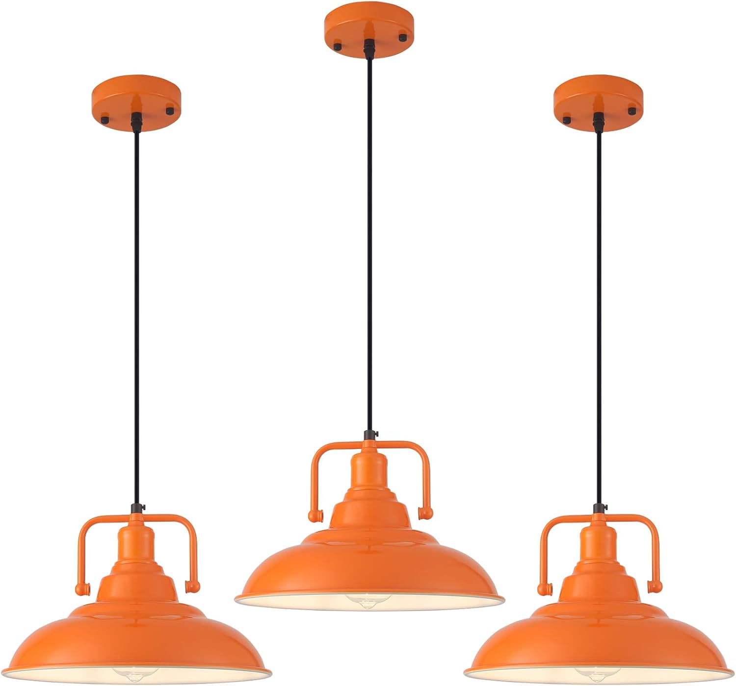 Black Pendant Light 12.5 inches 3 Packs, Farmhouse Pendant Light, Industrial Pendant Lighting, Kitchen Pendant Lights, Pendant Lights Kitchen Island for Dinning Room Entryway Barn