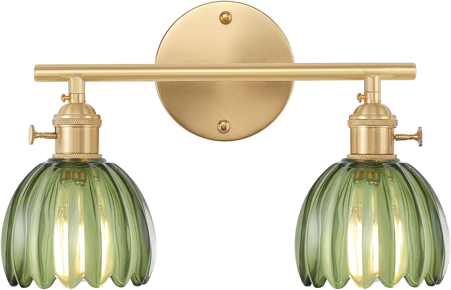 Bathroom Light Fixtures, 3-Light Brass Vanity Wall Light Over Mirror with White Tulip Glass Shade for Bedroom Living Room (Bulb Not Included)