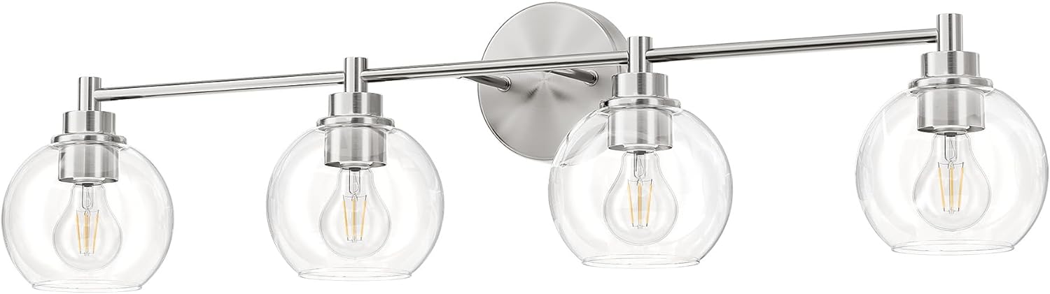 VONLUCE Bathroom Light Fixtures, 3-Light Bathroom Vanity Light with Globe Glass Shades E26 Sockets, Vanity Lights Over Mirror for Bedroom Hallway Living Room, Gold Finish
