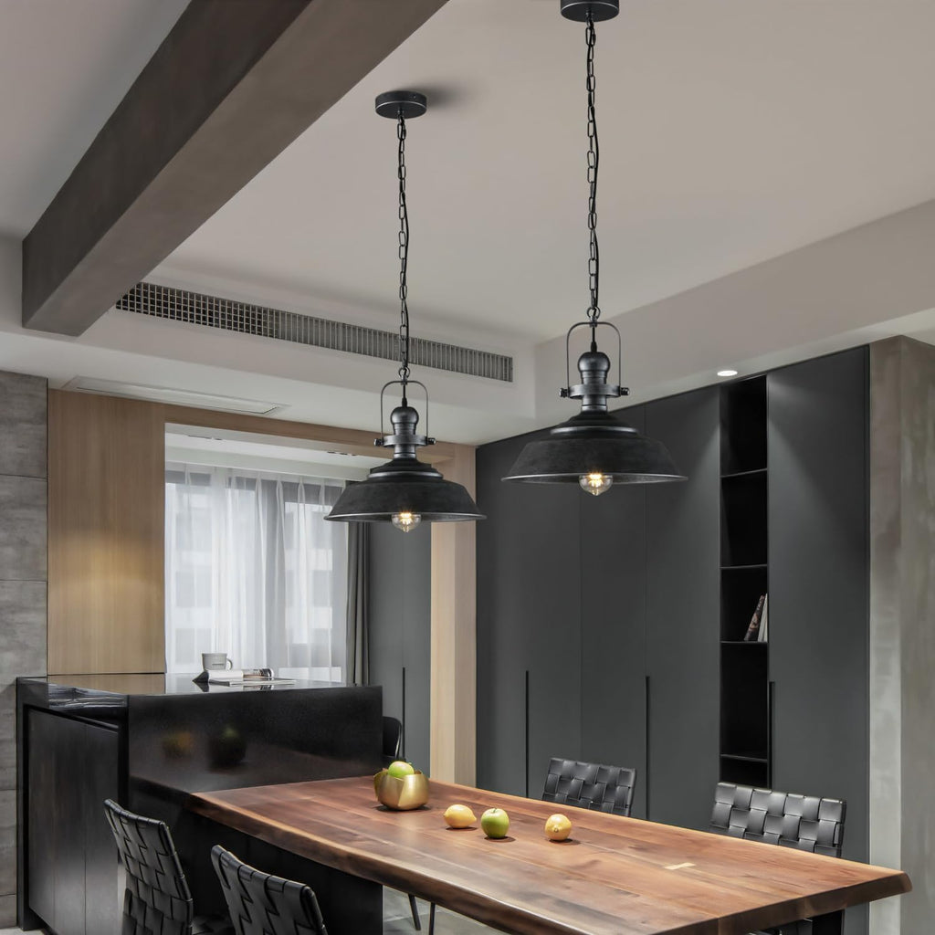 14.2 Inch Farmhouse Pendant Light for Kitchen Island, Bronze Rustic Hanging Ceiling Light with Hand-Painted Finish, Industrial Modern Bar Lighting, Dome Pendants for Dining Room