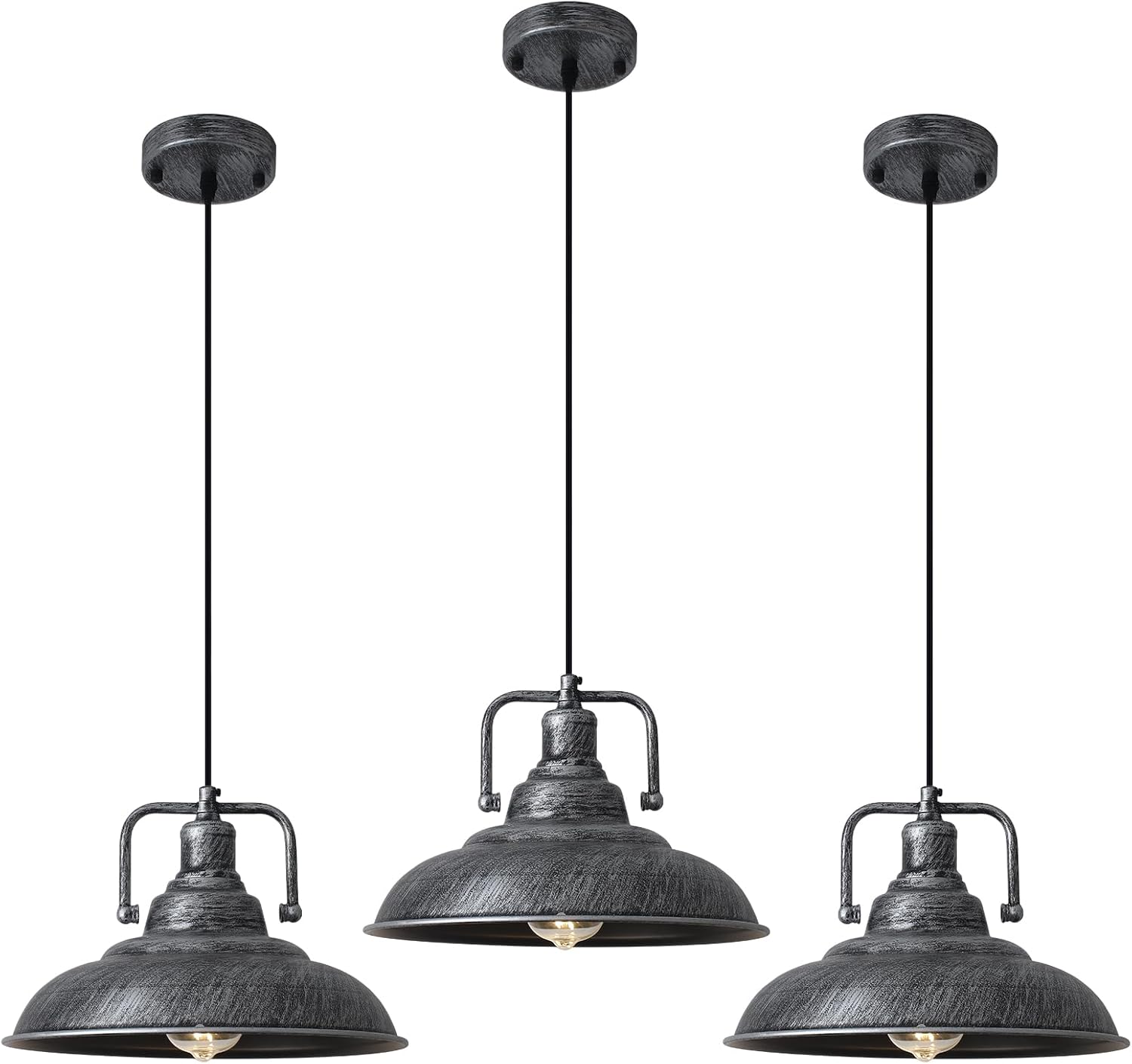 Black Pendant Light 12.5 inches 3 Packs, Farmhouse Pendant Light, Industrial Pendant Lighting, Kitchen Pendant Lights, Pendant Lights Kitchen Island for Dinning Room Entryway Barn