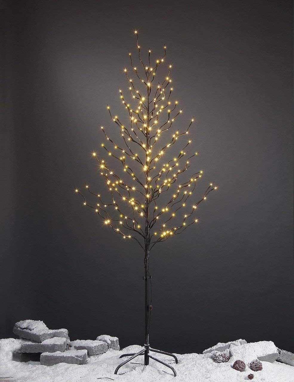 Lightshare Set of 3 Star Light Trees Christmas Decorations, Including 3 feet, 5 feet, and 6 feet, Warm White Christmas Tree, Brown Branch