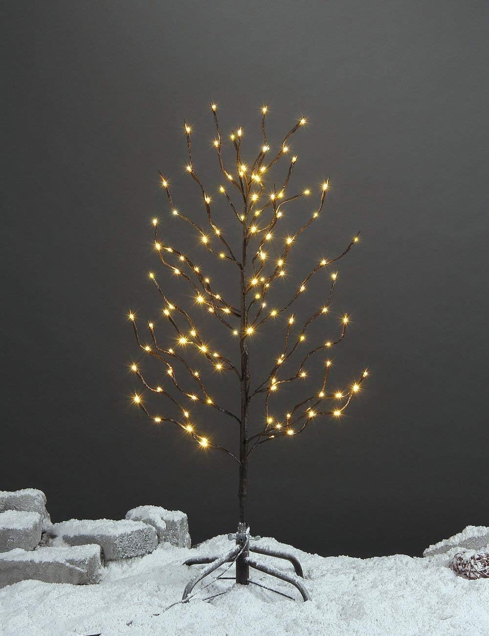 Lightshare Set of 3 Star Light Trees Christmas Decorations, Including 3 feet, 5 feet, and 6 feet, Warm White Christmas Tree, Brown Branch