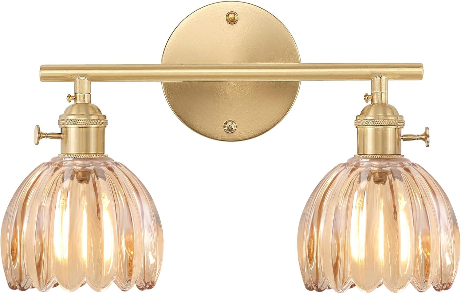 Bathroom Light Fixtures, 3-Light Brass Vanity Wall Light Over Mirror with White Tulip Glass Shade for Bedroom Living Room (Bulb Not Included)
