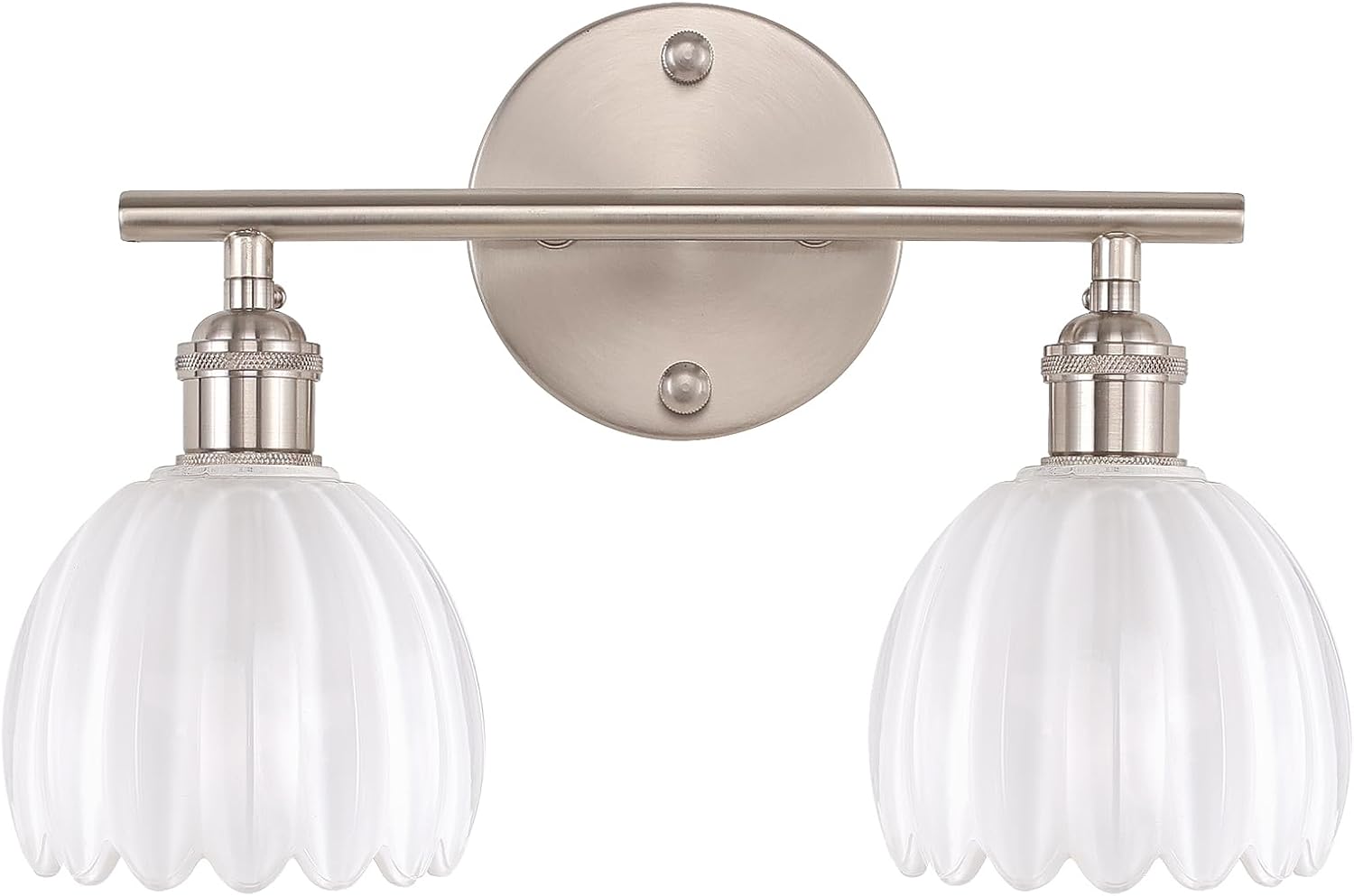 Bathroom Light Fixtures, 3-Light Brass Vanity Wall Light Over Mirror with White Tulip Glass Shade for Bedroom Living Room (Bulb Not Included)
