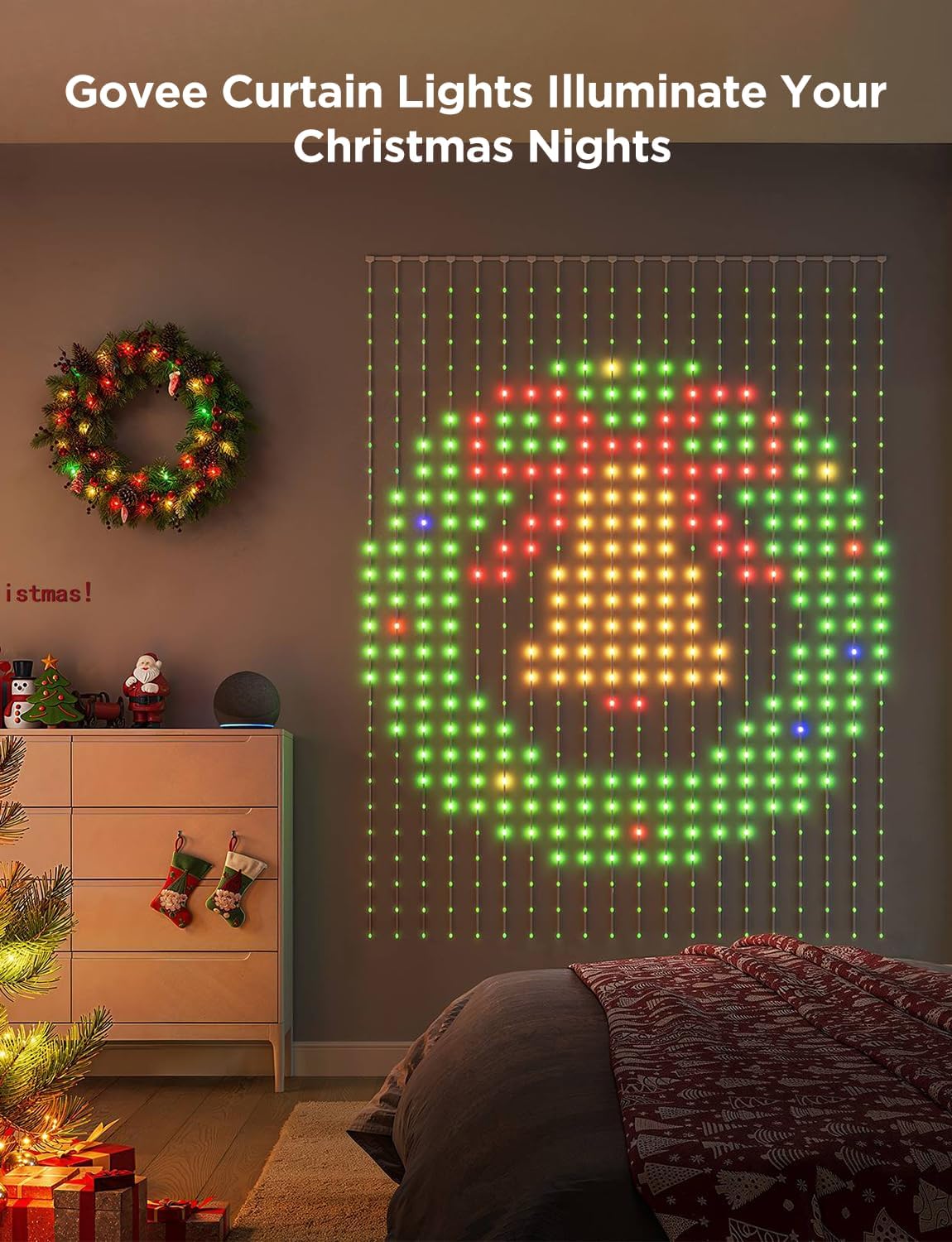 Govee Curtain Lights 2, 520 LEDs, Smart LED Curtain Light with DIY GIF AIGC, Non-Splicable, RGBIC Color Changing Holiday Lights for Indoor Outdoor Bedroom Window Decor, IP65 Waterproof, 4.9×6.6ft