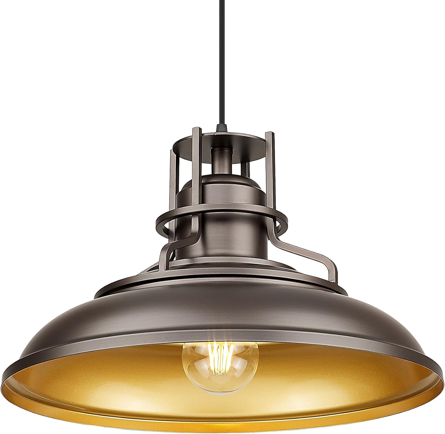 FEMILA Industrial Pendant Lights Fixture,2 Pack Farmhouse Hanging Lights for Kitchen Island,12" Oil Rubbed Bronze Finish, 4FY15-MP-2PK ORB