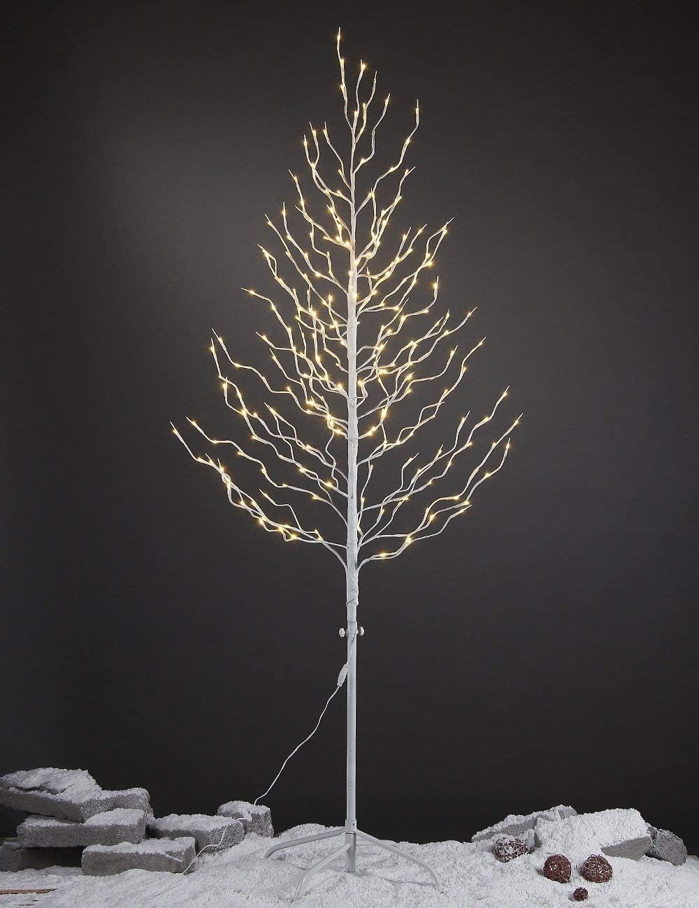 Lightshare Set of 3 Star Light Trees Christmas Decorations, Including 3 feet, 5 feet, and 6 feet, Warm White Christmas Tree, Brown Branch