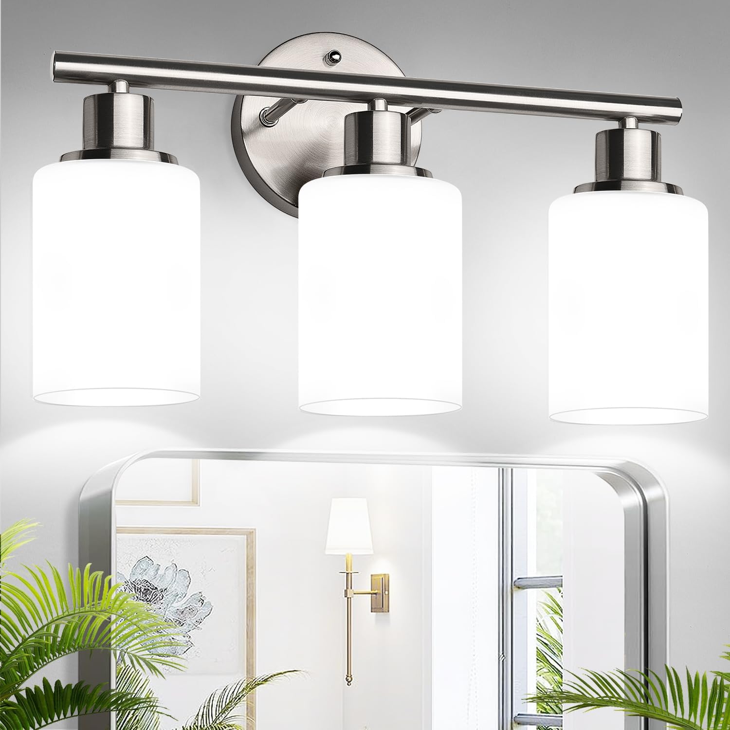 3-Light Bathroom Light Fixtures, Brushed Brass Bathroom Wall Lights with Clear Glass Shade, Modern Bathroom Wall Lamp for Mirror Kitchen Living Room Hallway Cabinet