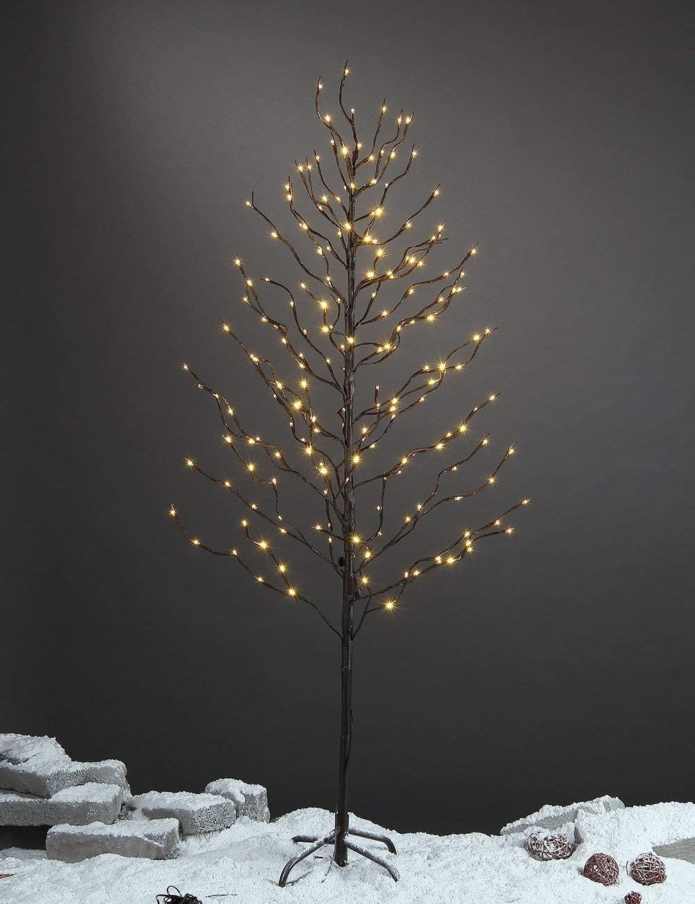 Lightshare Set of 3 Star Light Trees Christmas Decorations, Including 3 feet, 5 feet, and 6 feet, Warm White Christmas Tree, Brown Branch