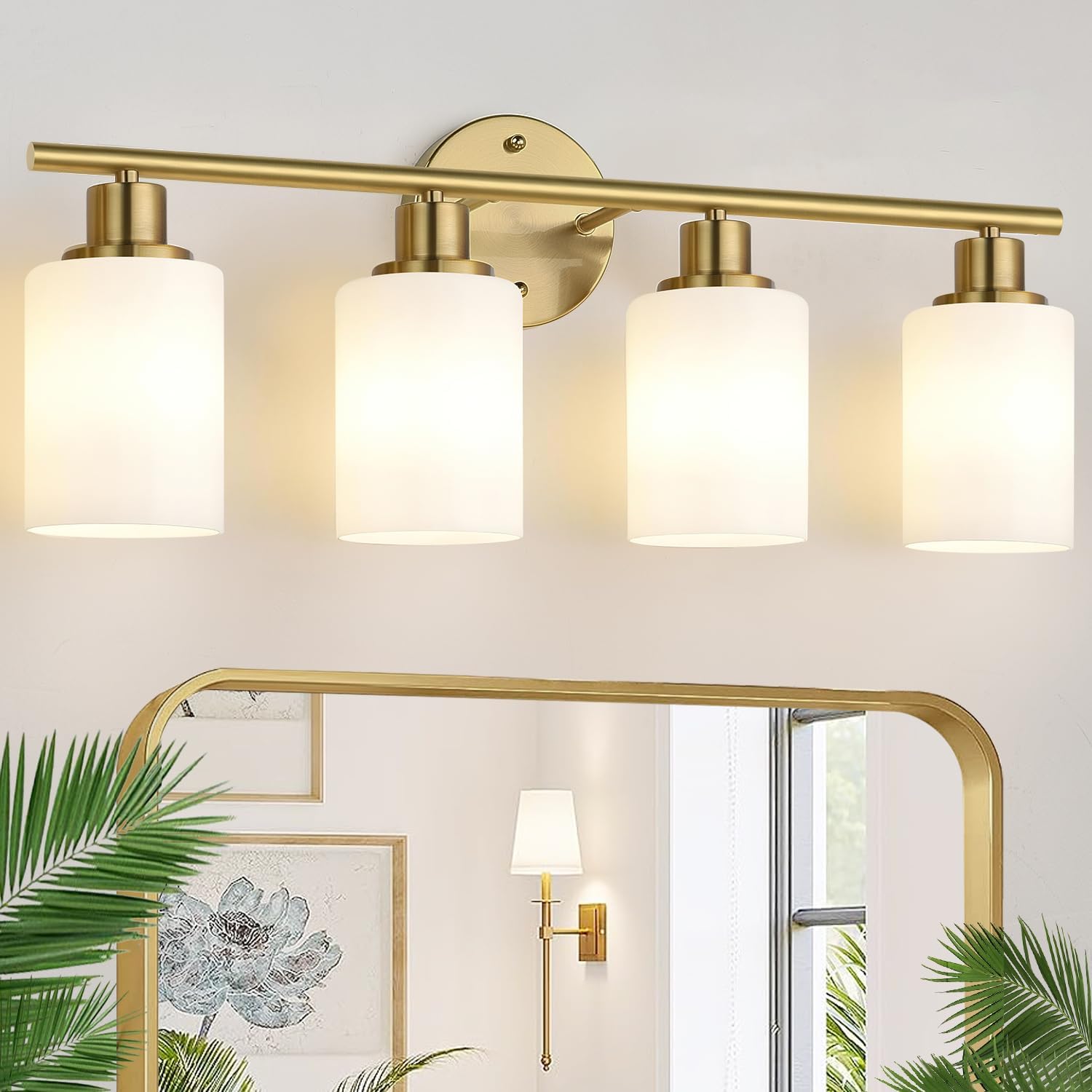 3-Light Bathroom Light Fixtures, Brushed Brass Bathroom Wall Lights with Clear Glass Shade, Modern Bathroom Wall Lamp for Mirror Kitchen Living Room Hallway Cabinet