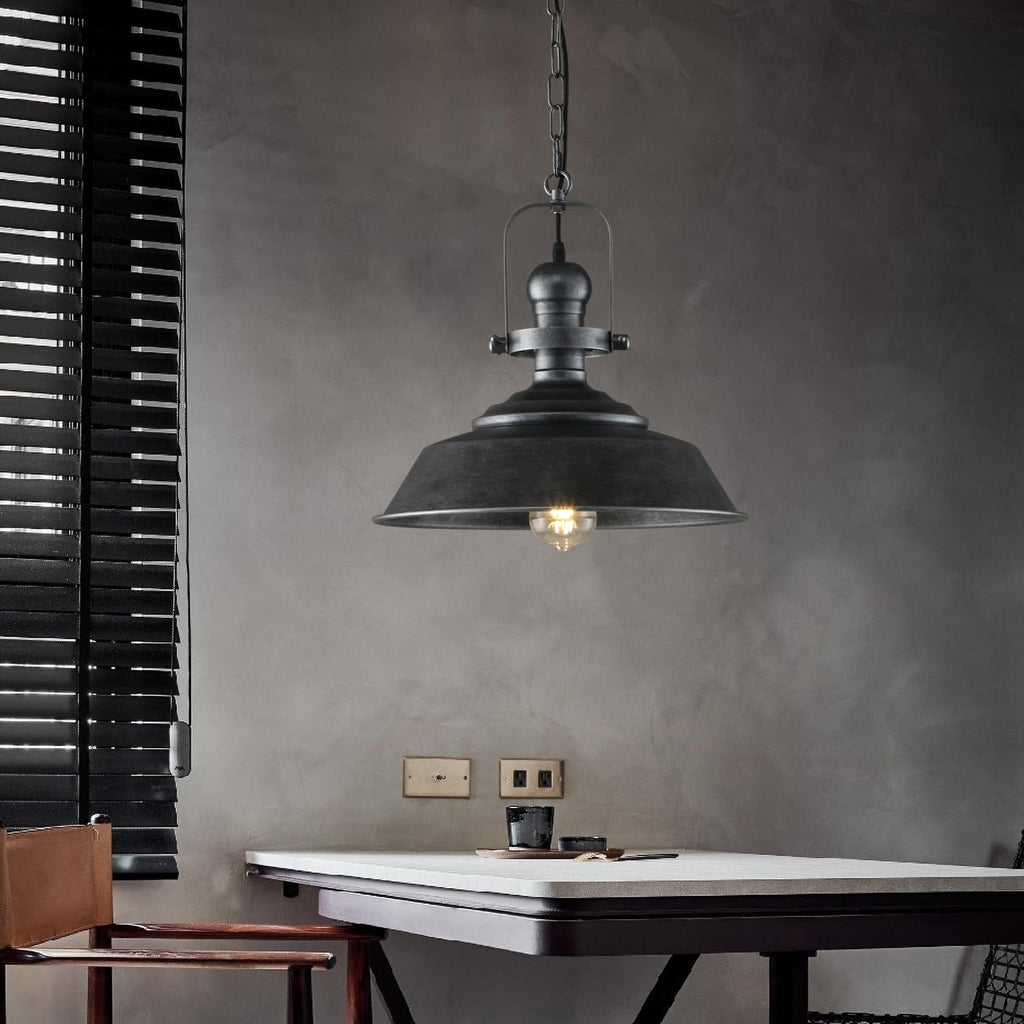 14.2 Inch Farmhouse Pendant Light for Kitchen Island, Bronze Rustic Hanging Ceiling Light with Hand-Painted Finish, Industrial Modern Bar Lighting, Dome Pendants for Dining Room