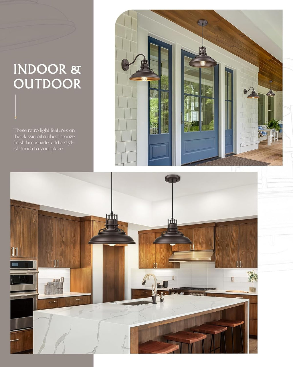 FEMILA Industrial Pendant Lights Fixture,2 Pack Farmhouse Hanging Lights for Kitchen Island,12" Oil Rubbed Bronze Finish, 4FY15-MP-2PK ORB