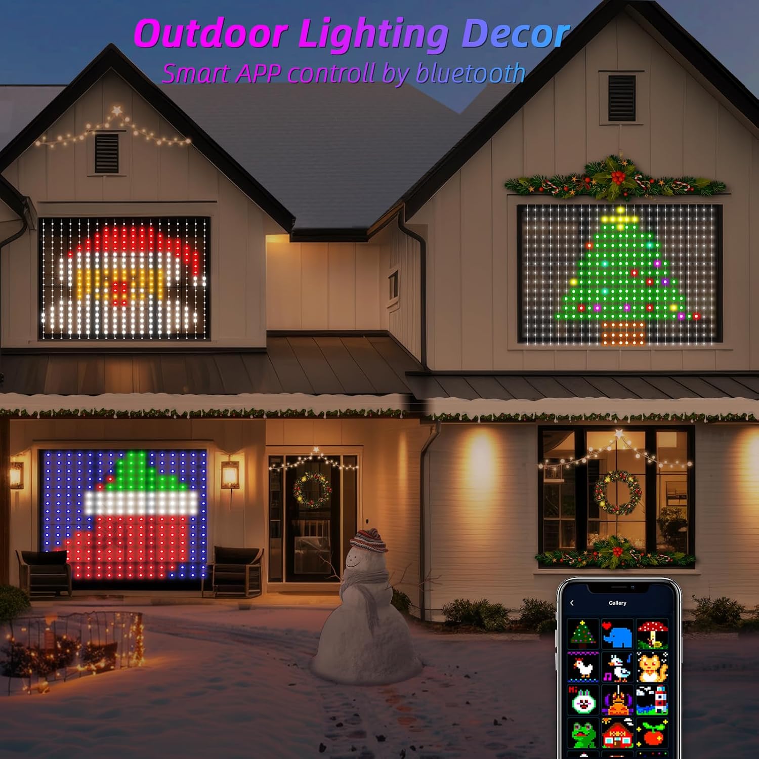 Curtain Lights,Smart LED Color Changing Wall Lights with APP&Remote,Dynamic DIY String Lights for Halloween Christmas,Kids Bedroom Living Room Decor,IP65 Waterproof,5.25x5.25ft