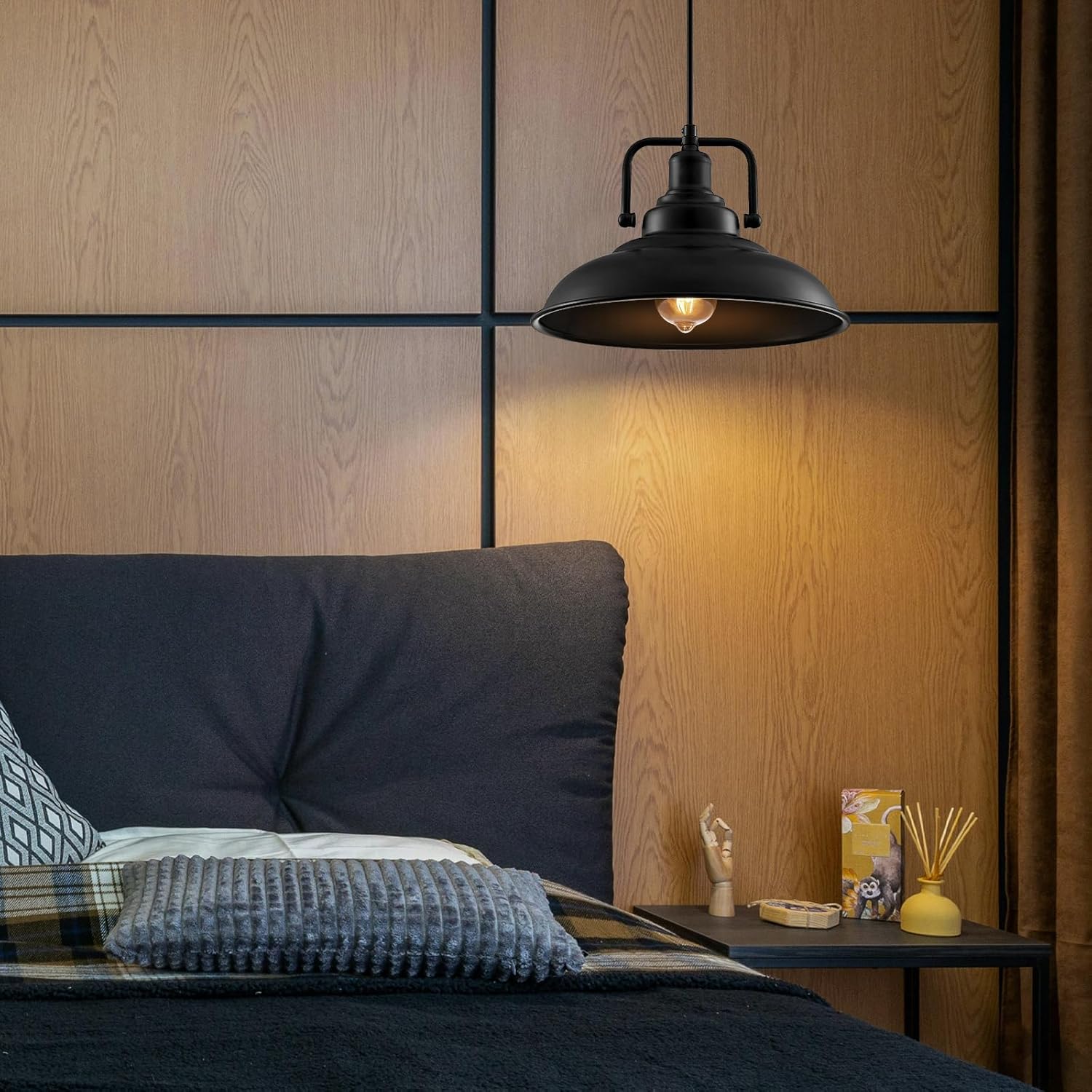 Black Pendant Light 12.5 inches 3 Packs, Farmhouse Pendant Light, Industrial Pendant Lighting, Kitchen Pendant Lights, Pendant Lights Kitchen Island for Dinning Room Entryway Barn