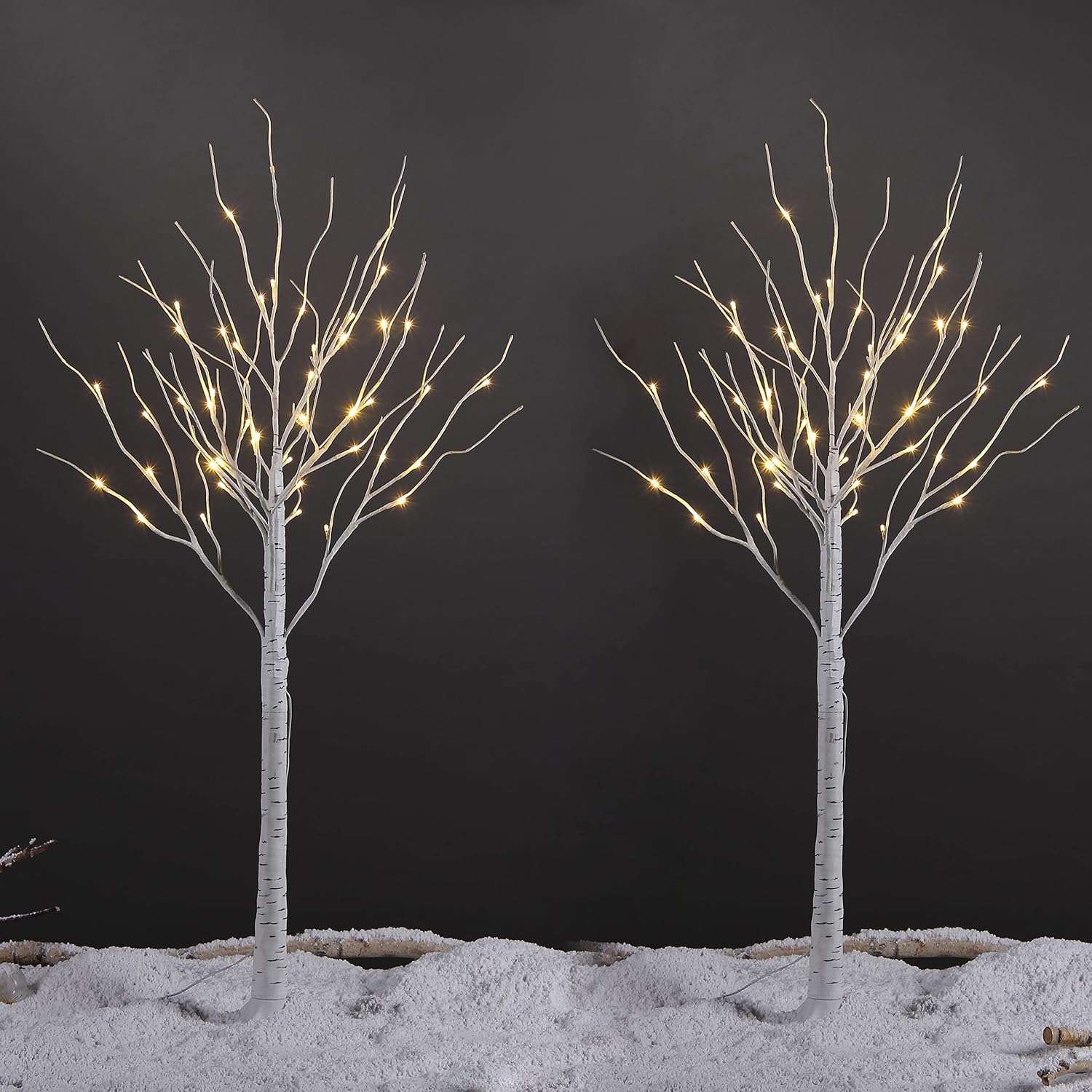 LIGHTSHARE LED Birch Tree Light Set - 4ft, 6ft, 8ft Trees with Warm White Lights - Indoor Outdoor Christmas Wedding Party Decorations (3-Pack)