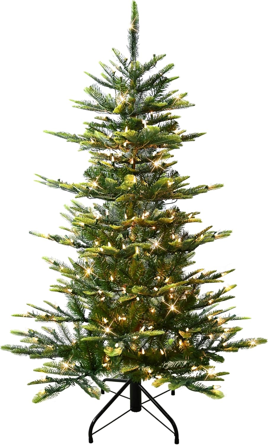 Puleo International 7.5ft Pre-Lit Aspen Fir Artificial Christmas Tree with 700 Clear Lights, 1319 Realistic Dense Branch Tips, Easy Setup Artificial Trees with Sturdy Metal Stand