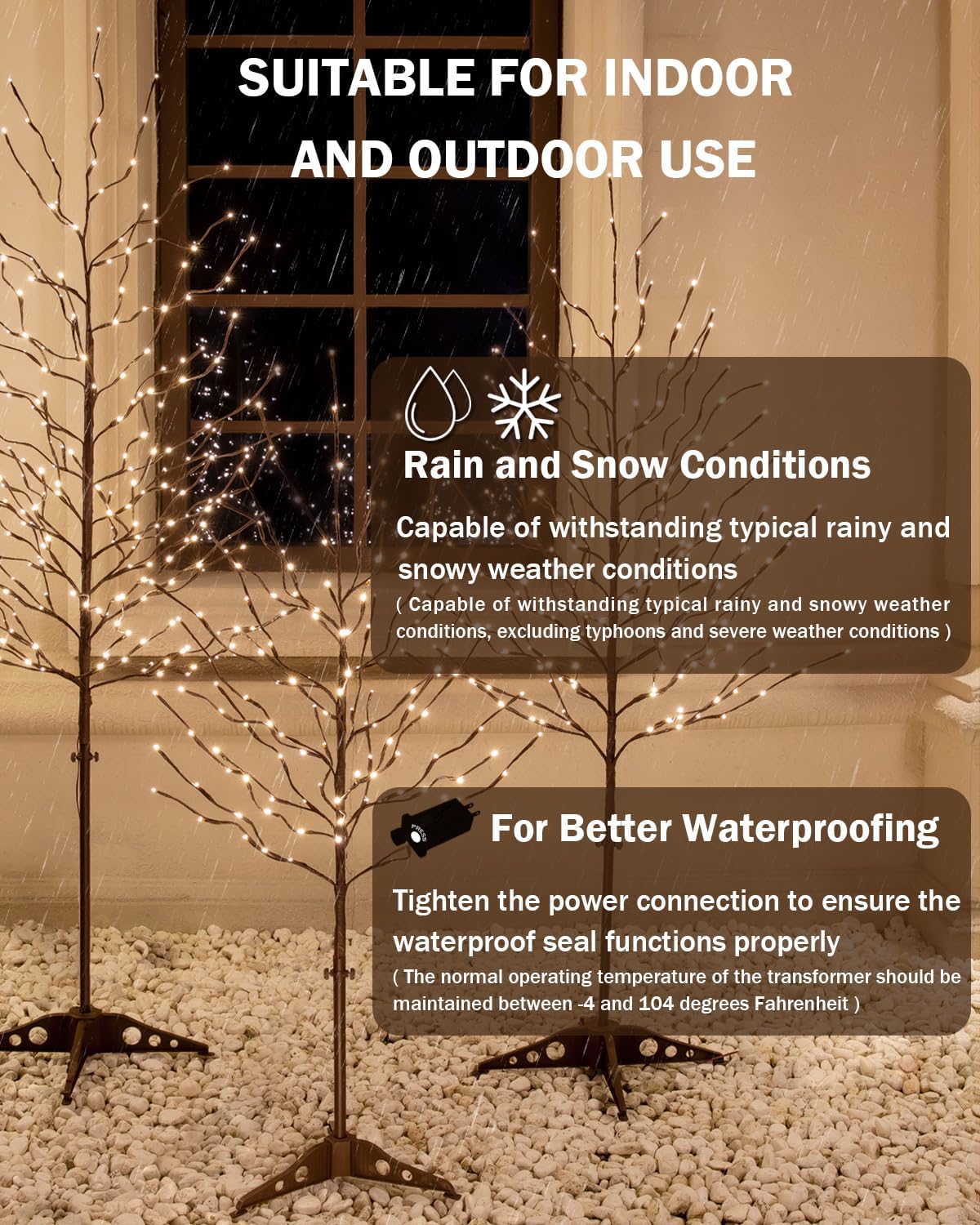 Star Light Tree Set 4ft, 5ft and 6ft with 128/216/256 Warm White LEDs for Holiday Decor - Dimmable, UL Certified, Waterproof - Ideal for Indoor and Outdoor Decoration